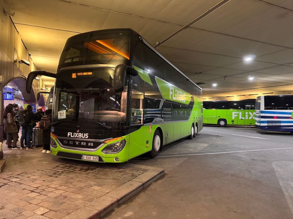 Flixbus waiting in a Bus Station in Europe